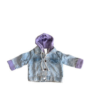 California Baby Denim Jacket Hoodie Purple Lining 18M Y2K Streetwear Spring